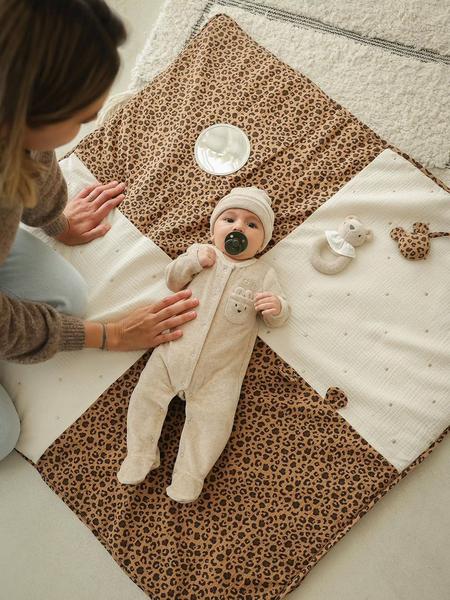 Envie De Fraise - Tapis d'éveil léopard en gaze de coton beige