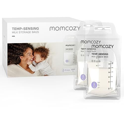 momcozy - Momcozy Lot de 200 Sacs de Conservation du Lait Maternel, Sacs de Conservation du Lait Maternel, Préstérilisés, Double étanchéité, pour Congélation 180mL