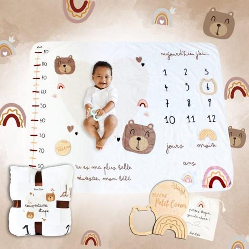 Keep love - Couverture étape bébé - tapis photo mois