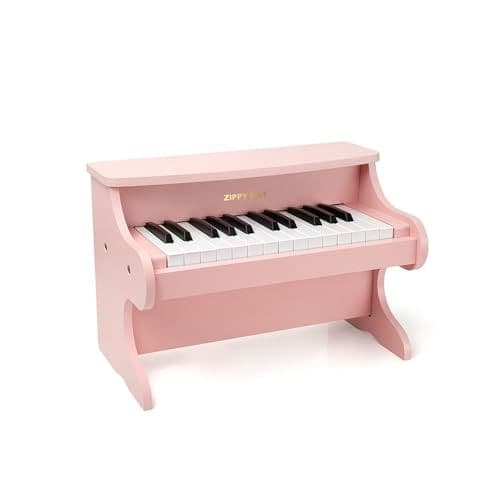 ZIPPY MAT - ZIPPY MAT Piano numérique 25 Touches pour Enfants, Mini Instrument d'apprentissage de la Musique, Jouet, Piano en Bois pour Tout-Petits, Filles et garçons (Rose)