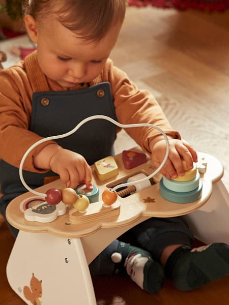 Vertbaudet - Table basse d'activités Nuage Les amis de la Forêt en bois FSC® blanc - Vertbaudet