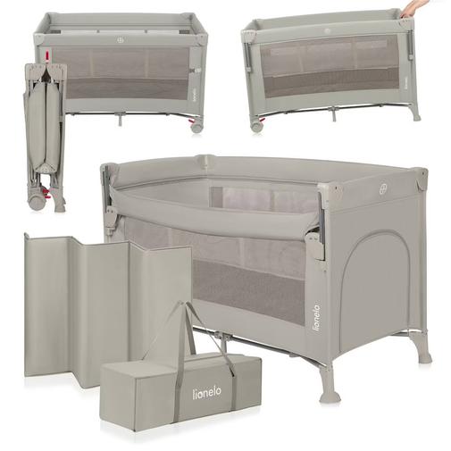 Lionelo - Lit Cododo 3en1 Ellen Avec Fonction Lit Parapluie Et Parc Bébé, Matelas Haute Densité Et Roulettes Beige Sand