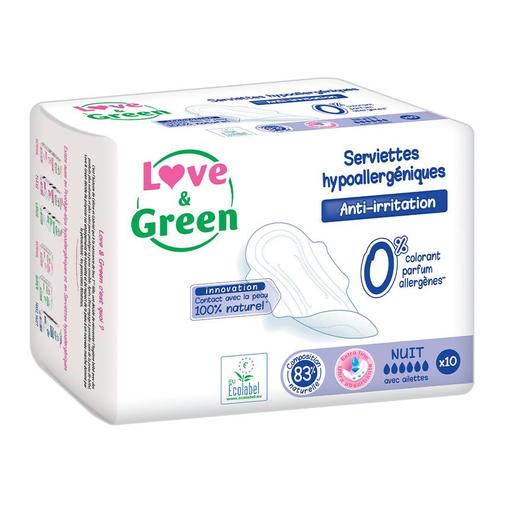 Love & Green - Serviettes hypoallergéniques Nuit x 10 - Blanc