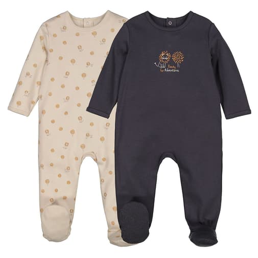 LA REDOUTE COLLECTIONS - Lot de 2 pyjamas 1 pièce en jersey, imprimé lions
