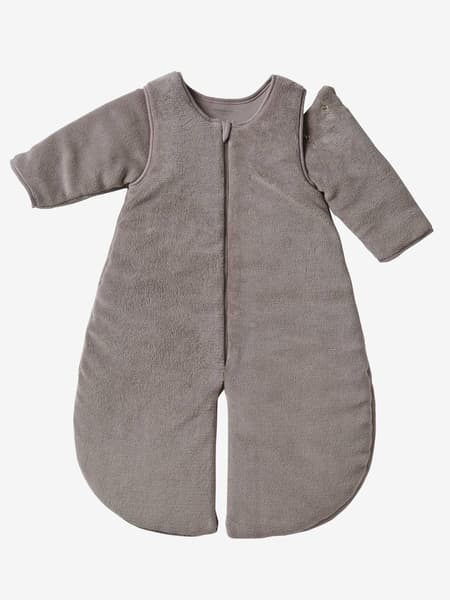 Vertbaudet - Combinaison de transport polaire, manches amovibles taupe -0-6MOIS