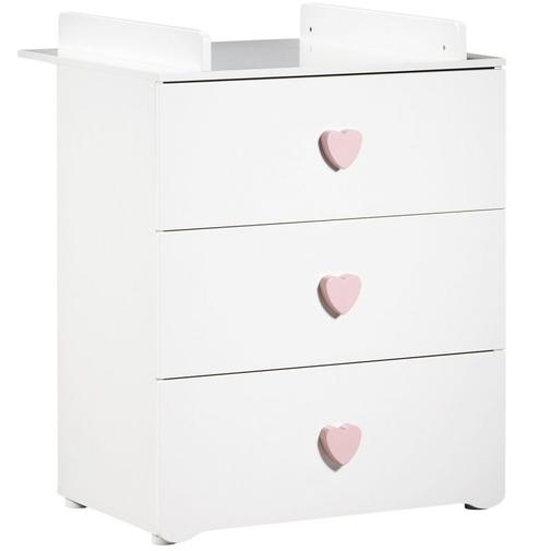 Baby Price - Commode à langer New Basic Boutons coeur rose