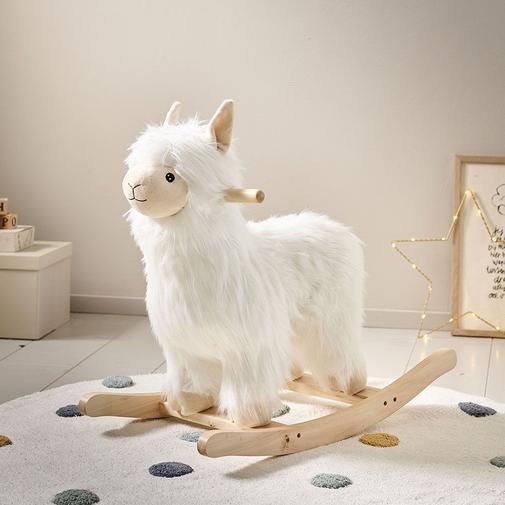 Petite Amélie - Petite Amélie | Jouet à bascule | Alpaga | Jouet en bois pour enfant | Peluche à bascule pour stimuler la motricité | Couleur discrète