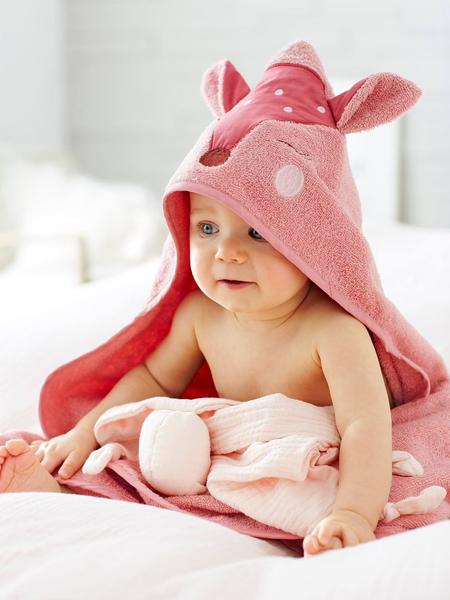 Vertbaudet - Cape de bain et gant de toilette Biche blush