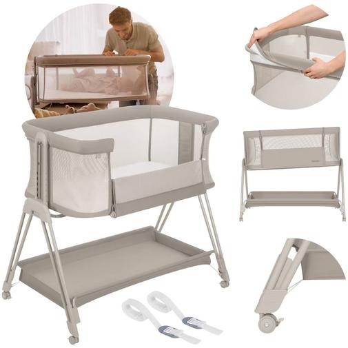 Lionelo - Lit Cododo Berceau 3en1 Luna Réglable En Hauteur Et Inclinaison Avec Matelas Beige Sand