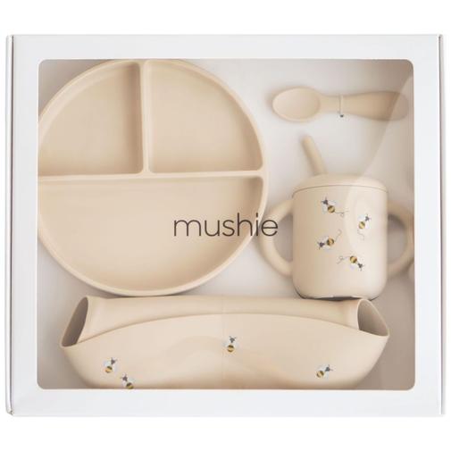 Mushie - Coffret repas en silicone Bee (4 pièces)