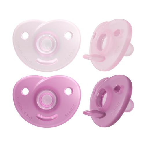 Avent - Lot de 2 sucettes silicone 0-6M Soothie rose - Rose