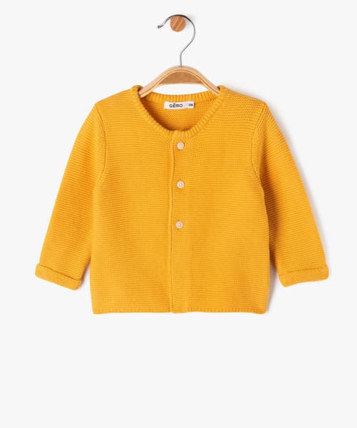 GEMO(BB COUCHE) - Gilet brassière en coton tricoté à col rond bébé