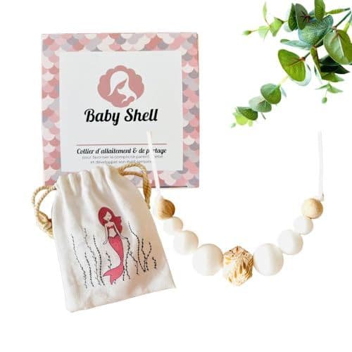 BABY SHELL - COLLIER DE PORTAGE et d'ALLAITEMENT | pour maman | BABY SHELL modèle court (FLORAL CRÈME)