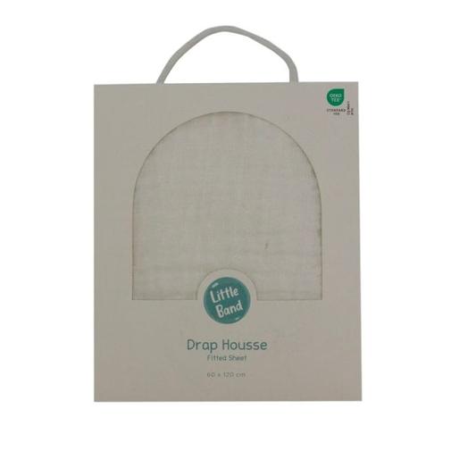 Little Band - Drap housse 70x140 cm vanille double gaze de coton