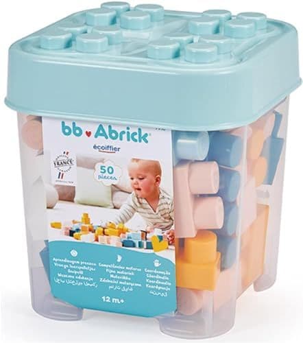 Ecoiffier - Jouets Ecoiffier - 7916 - Mes premières Briques - BB Abrick - Jeu d'eveil - 50 pces - A partir de 12 Mois - Origine France Garantie, Pastel
