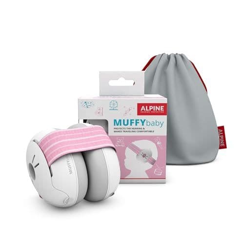 Alpine - Alpine Muffy Baby Casque Anti Bruit Bébé : Protection Auditive Pour Bébés et Tout-Petits Jusqu'à 36 Mois - Certifié CE - Améliore le Sommeil Pendant les Déplacements - Réglable et Confortable - Rose