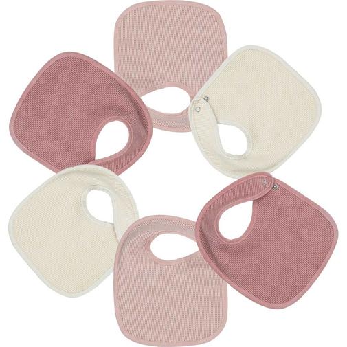 Trois Kilos Sept - Lot de 6 bavoirs de naissance Nid d'abeille Rose