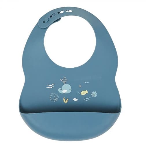 Nattou - Bavoir en silicone bleu infini