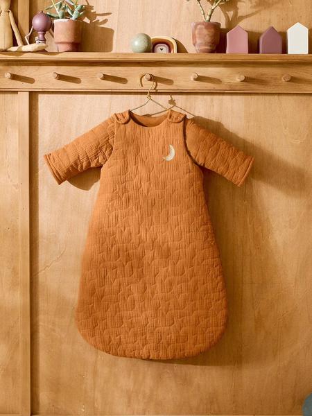 Vertbaudet - Gigoteuse hiver quiltée manches amovibles en gaze de coton bio* NUITS DE RÊVE caramel