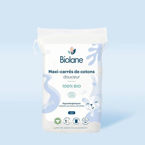 Biolane - Cotons douceur 100% BIO Maxi-carrés de cotons