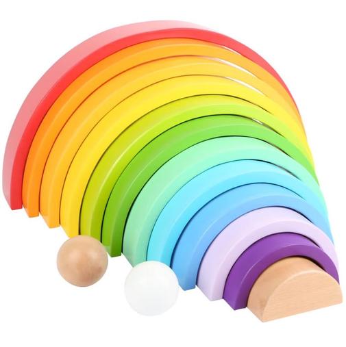 Small Foot - Blocs En Bois Arc-en-ciel Xl Rouge