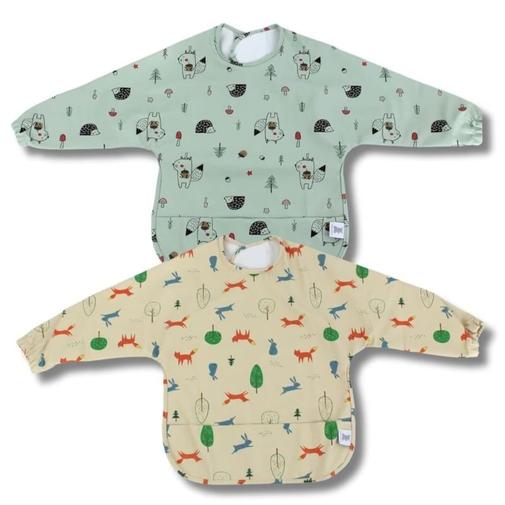 Hello Hippo - Lot de 2 bavoirs manches longues
