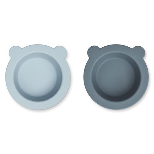 Liewood - Lot de 2 Bols Ventouses Peony - Sea Blue Whale Blue Mix