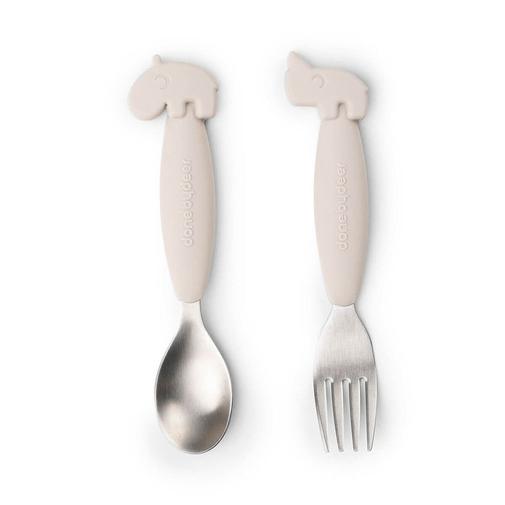 Done by deer - Set de 2 couverts Yummy Deer Friends sable - Sable