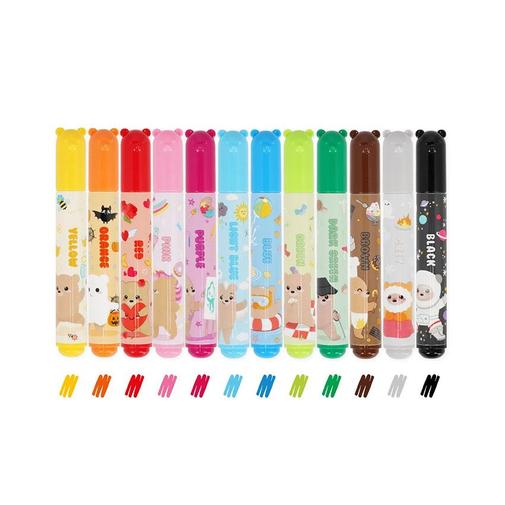 LEGAMI - Set de 12 feutres oursons à encres lavables Teddy Friends - Multicolore