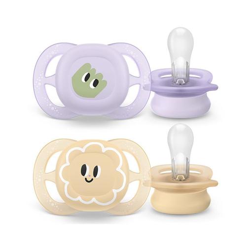 Avent - Lot de 2 sucettes silicone 0-2M Ultra Start décorées - Multicolore
