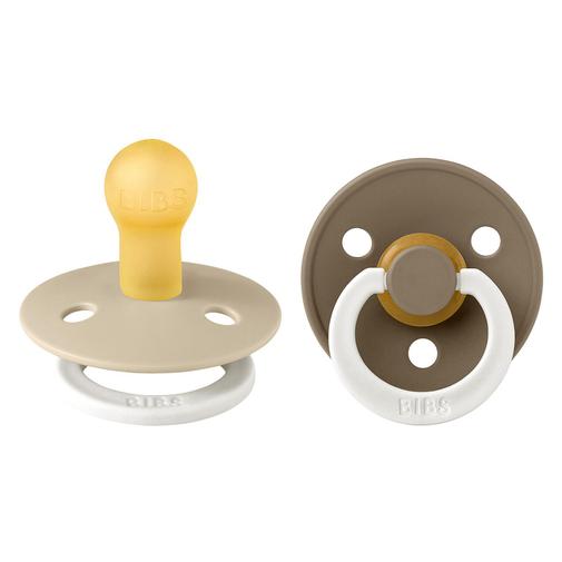 Bibs - Lot de 2 Sucettes Rondes Night Colour Dark Oak & Vanilla - 0/6 Mois