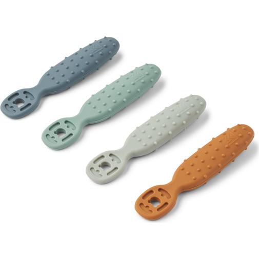 Liewood - Lot de 4 cuillères d'apprentissage Caelia Whale Blue Multi Mix