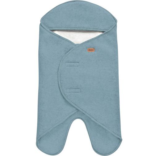 Béaba - Couverture Babynomade double polaire bleu baltique et blanc (0-6 mois)