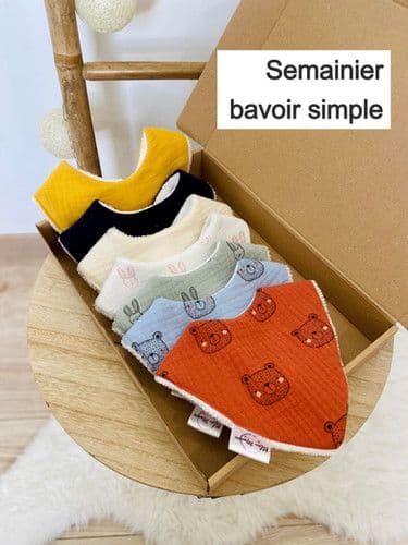 bleu manon - Composes ton coffret semainier "bavoir bandana simple tout tissu"