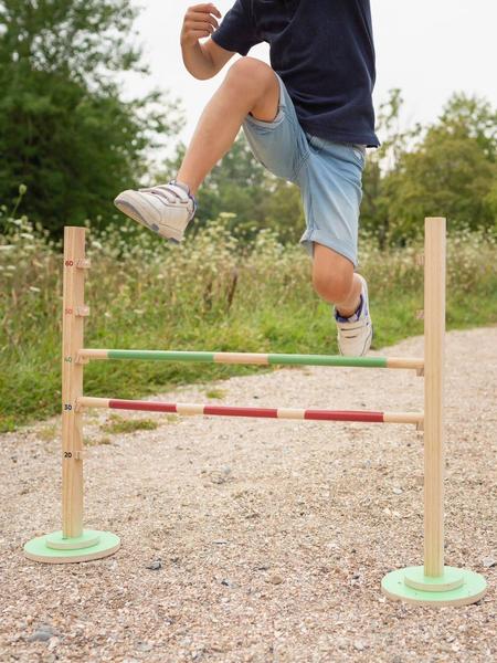 BS Toys - Course De Haie En Bois Fsc - Jeu Extérieur - Obstacle Réglable Multicolore