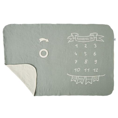 Bb&Co - Couverture 2-en1 et 2 Accessoires - Vert de Gris et Ecru