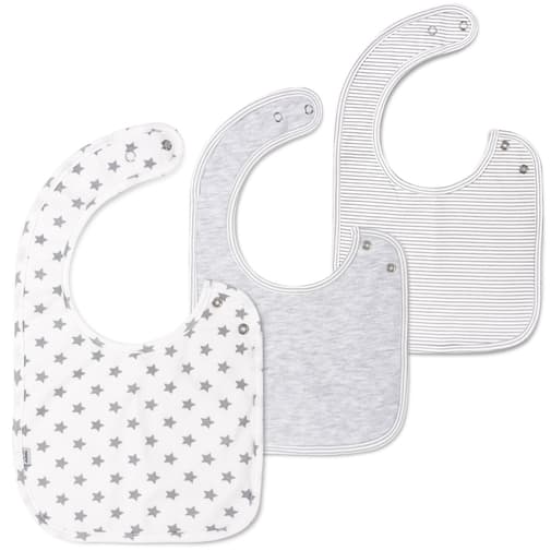 Jukki.fr - Boutique bébé - Bavette en coton (3 pièces) - Basic Grey Melange