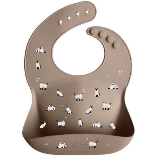 Zakuw - Bavoir en silicone Minouche taupe
