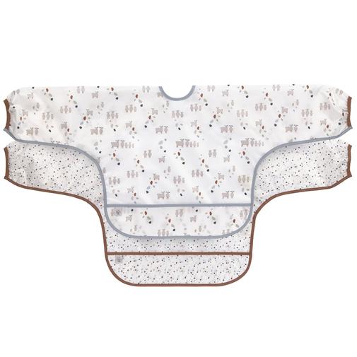 Lassig - Lot de 2 bavoirs manches longues avec poche Tiny Farmer Mouton bleu