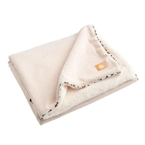 Sauthon - Couverture en velours cotelé et sherpa Léopard