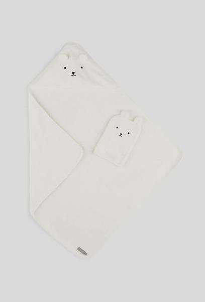 Bout'Chou - Coffret cape de bain et gant de toilette brodés en coton BIO GOTS