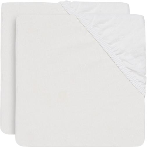Jollein - Lot de 2 draps housses en coton blancs (60 x 120 cm)
