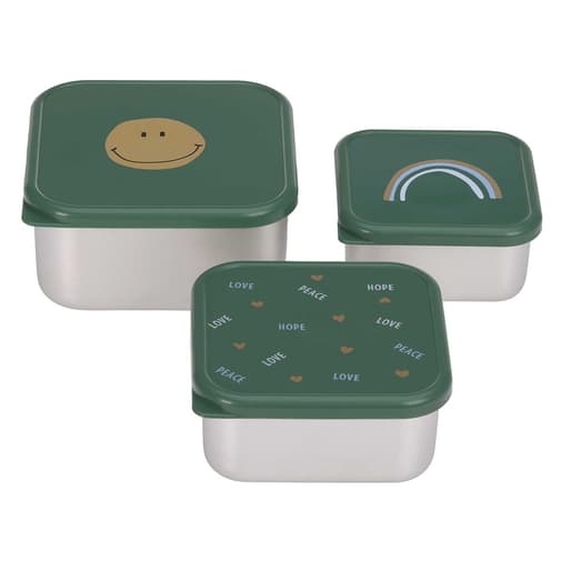 LÄSSIG - Lot de 3 Petites Boîtes à Goûter Happy Rascals - Smile