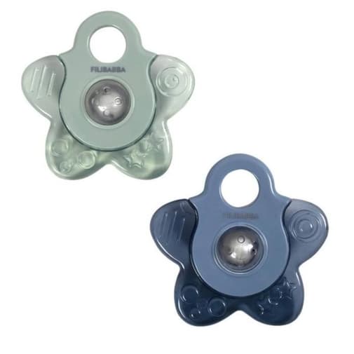 Sevira Kids - Lot de 2 anneaux de dentition réfrigérants Étoiles Bleu environ 9 cm de diamètre Filibabba bleu - Sevira Kids
