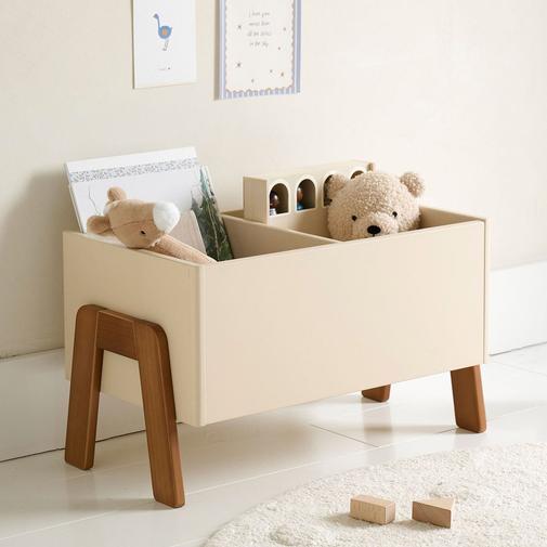 Petite Amélie - Petite Amélie | Bac à livres enfant Lune | MDF et pin massif | Beige | Rangement chambre et salle de jeux avec compartiments pour jouets et livres