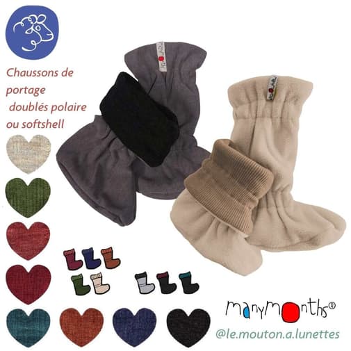 Le Mouton à Lunettes - Chaussons de portage ManyMonths hiver en laine polaire