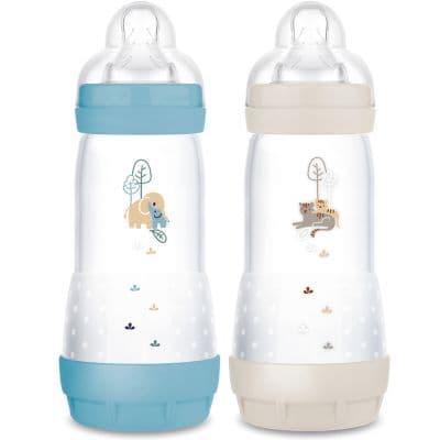 MAM - 2 biberons Easy Start anti-colique 320ml Océan+Sable Tétine débit 3