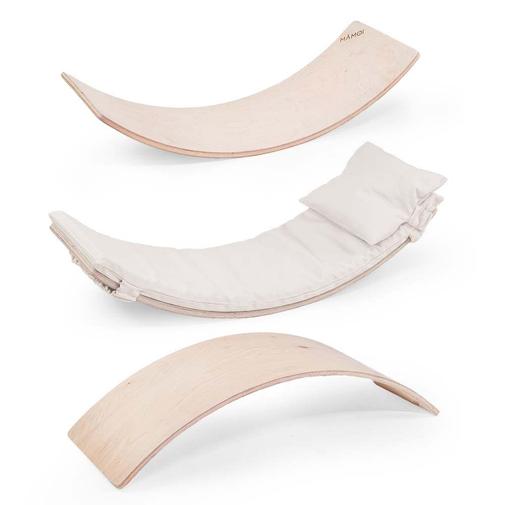 Mamoi - Planche d’équilibre + coussins pour enfants dès 6 mois en bois bleu