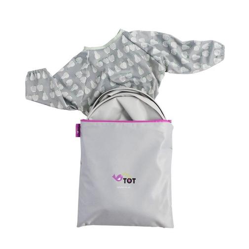 TIDY TOT - Kit bavoir et plateau imperméable imprimé fruits/gris clair - Gris