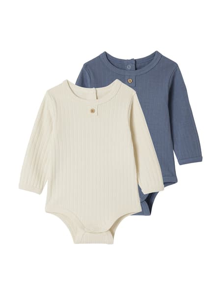 VERTBAUDET - Lot 2 bodies manches longues en coton bio